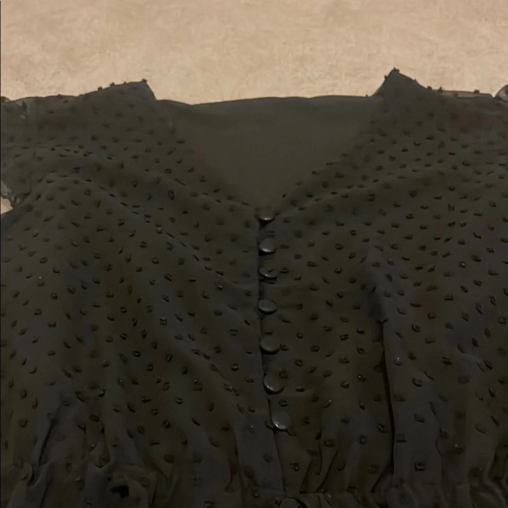 Black Button-Front Romper - Picture 3 of 5